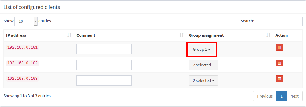 Change client groups assignment - Overview